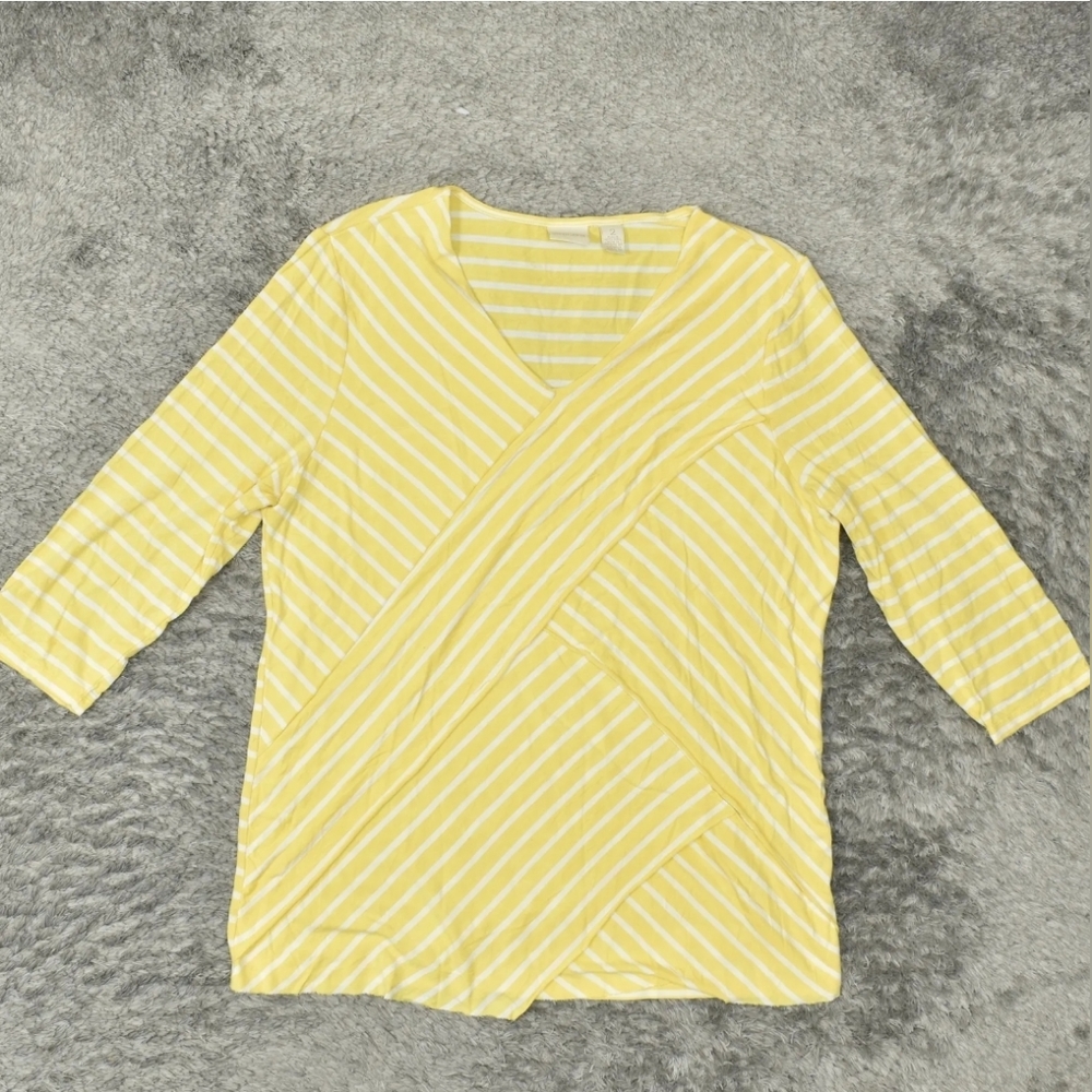 Chico's top, size 2(L), yellow strip.